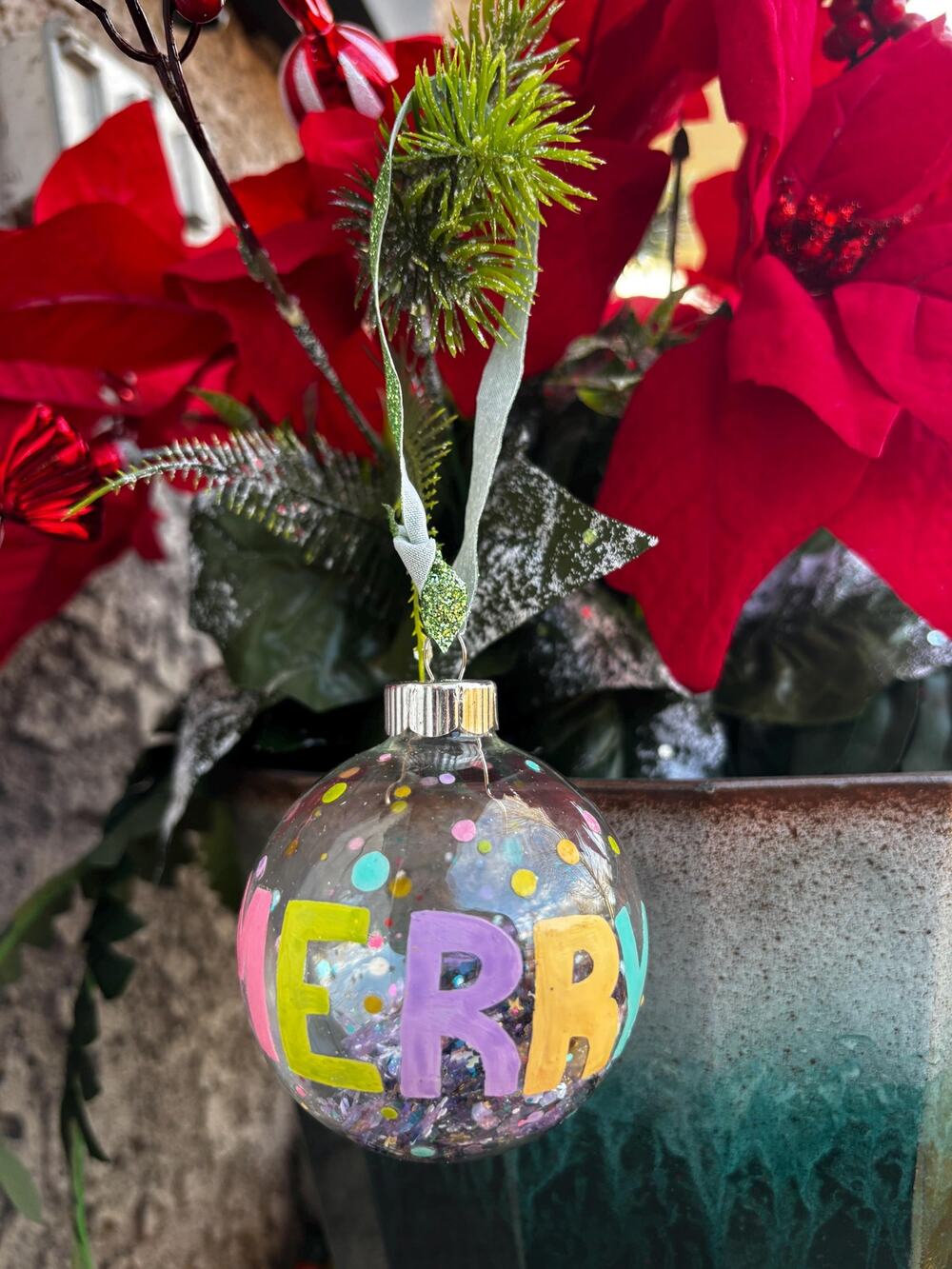 Pastel Christmas Tree Ornament: Sparkly Holiday Decor